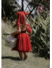 Crimson Cotton Sparkle Tulle Flower Girl Dress Christmas Dress